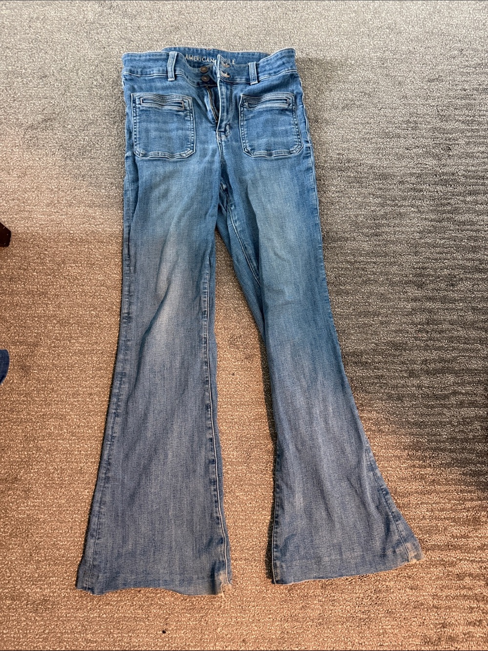 American Eagle Outfitters Medium Blue High-Rise Flare Jeans